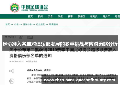 足协准入名单对俱乐部发展的多重挑战与应对策略分析